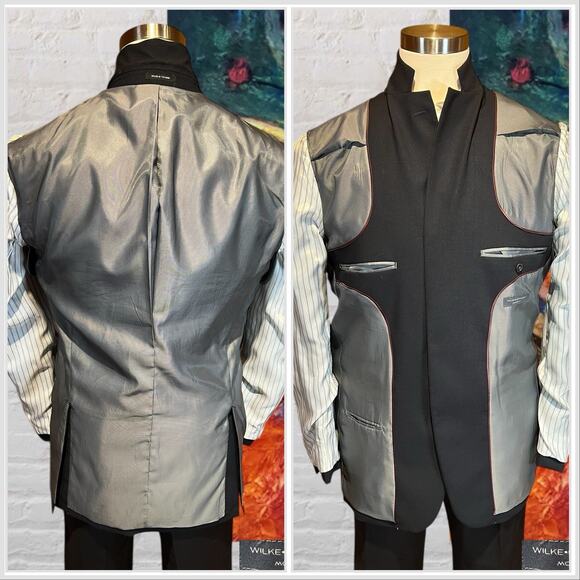 Wilke Rodriguez Mens 42XL Navy Blue Antique Gold Tone Buttons Blazer Jacket - Picture 9 of 16